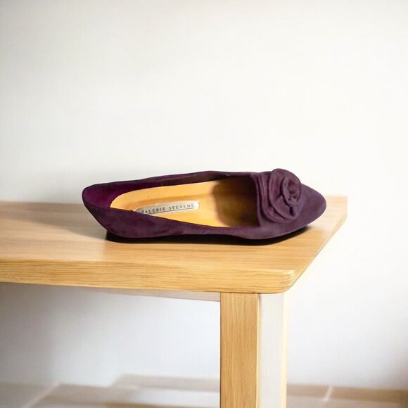 Woman’s Purple Kid Suede Flat Shoes Valerie Steven’s Marta B1025 Sz 8.5 M READ - Picture 2 of 13